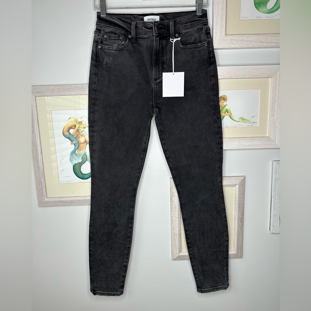 Pistola Aline High Rise Skinny Academy Faded Black Wash Jeans Women's 26 New